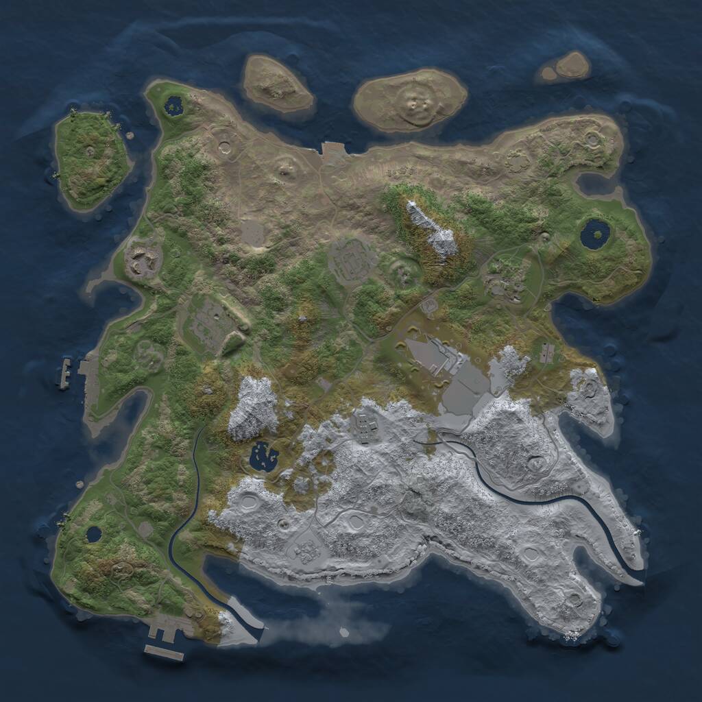 Rust Map: Procedural Map, Size: 3600, Seed: 242005, 13 Monuments