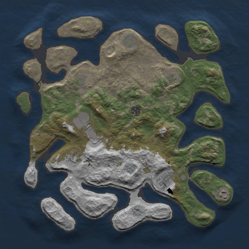 Rust Map: Barren, Size: 3900, Seed: 700, 12 Monuments