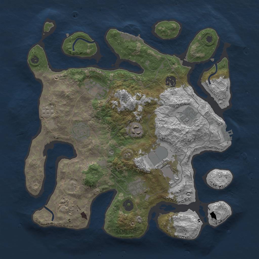 Rust Map: Procedural Map, Size: 3500, Seed: 1974818073, 17 Monuments