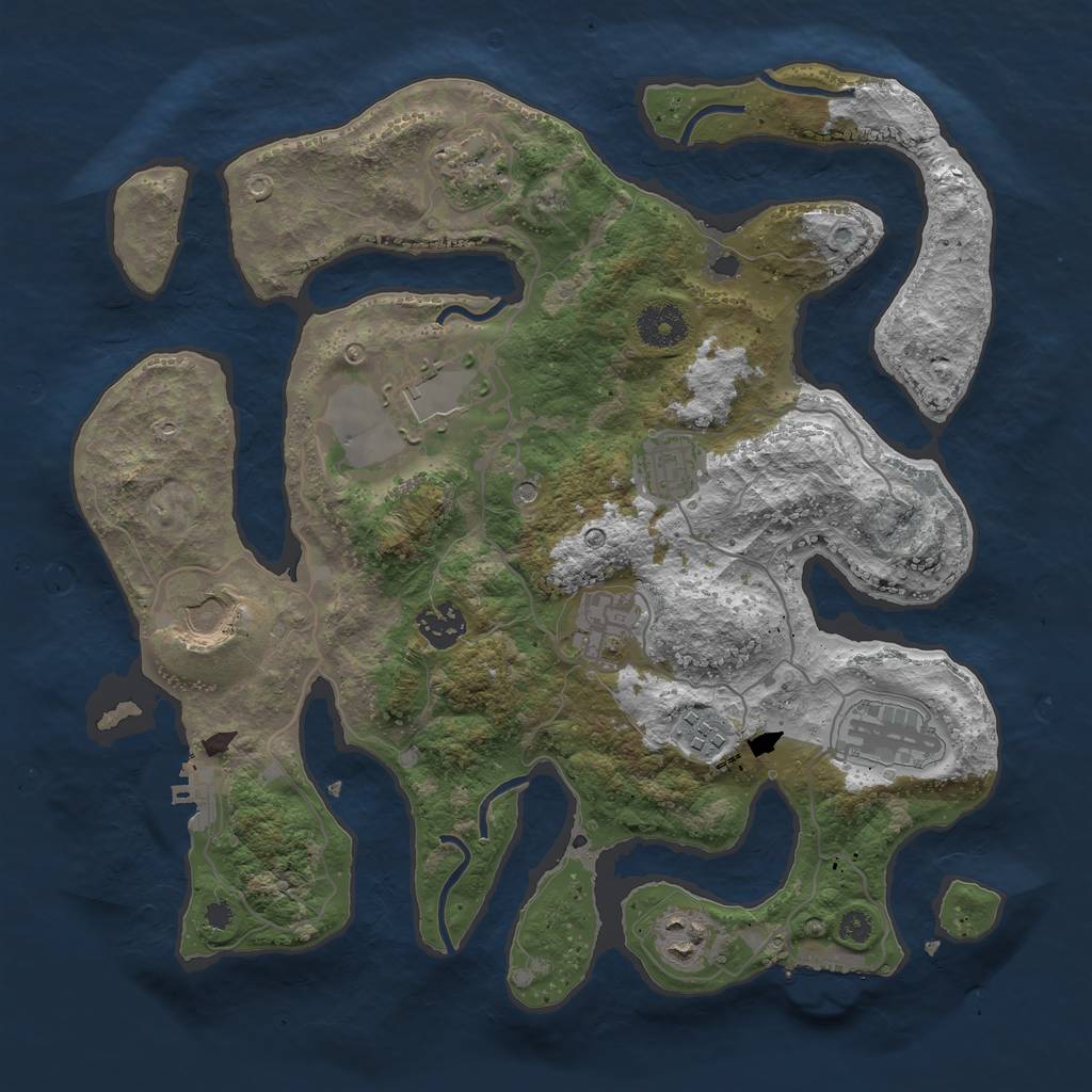 Rust Map: Procedural Map, Size: 3500, Seed: 1372692893, 14 Monuments