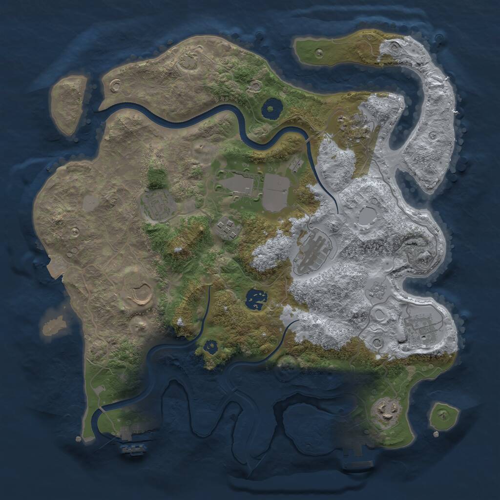 Rust Map: Procedural Map, Size: 3500, Seed: 1372692893, 15 Monuments
