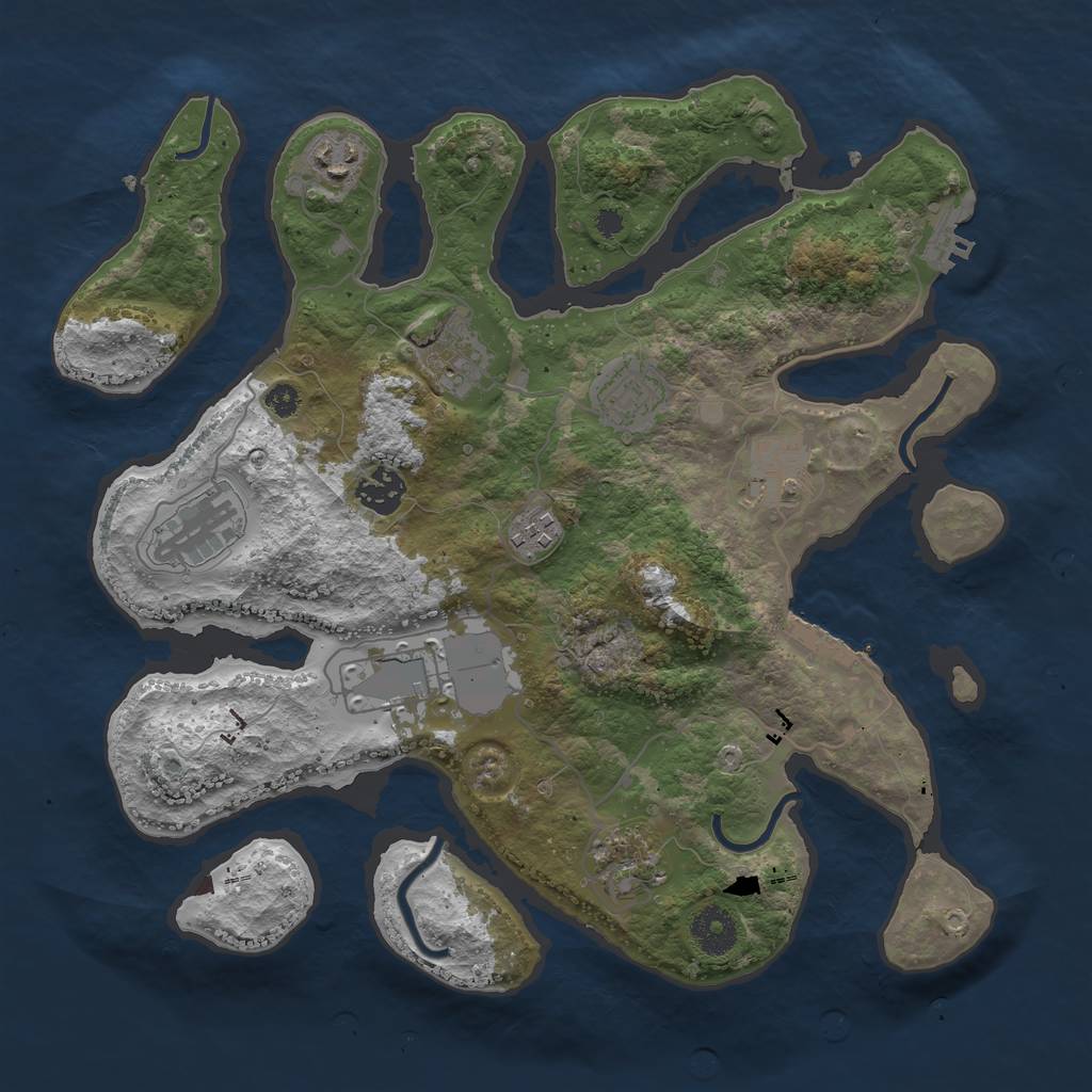 Rust Map: Procedural Map, Size: 3500, Seed: 328669400, 13 Monuments