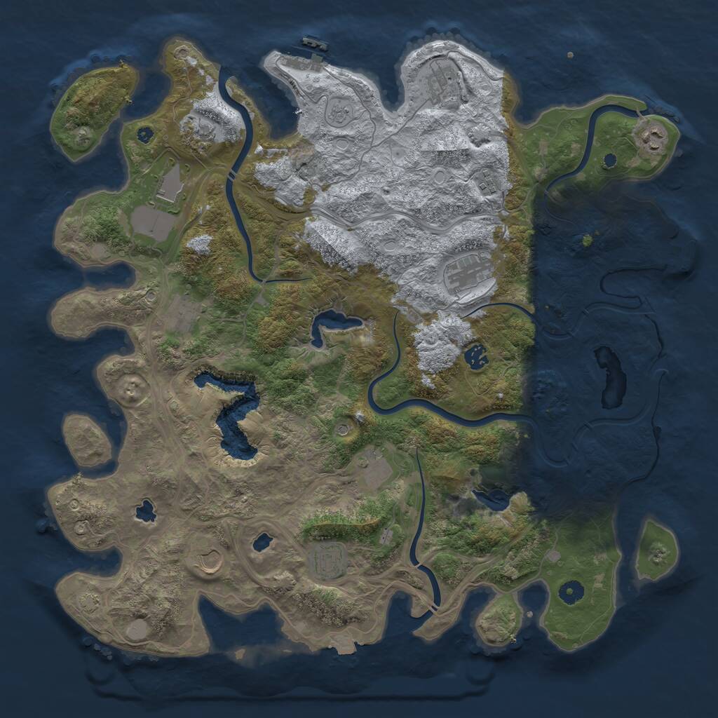 Rust Map: Procedural Map, Size: 4500, Seed: 909283, 17 Monuments