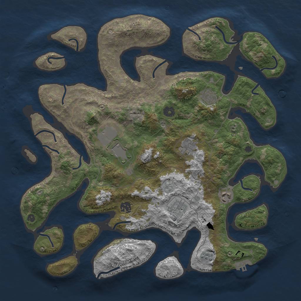 Rust Map: Procedural Map, Size: 4000, Seed: 954167, 11 Monuments