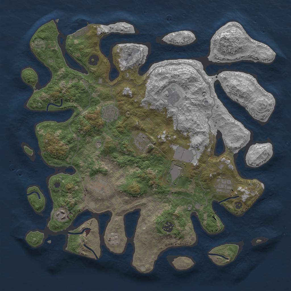 Rust Map: Procedural Map, Size: 4000, Seed: 593217, 13 Monuments