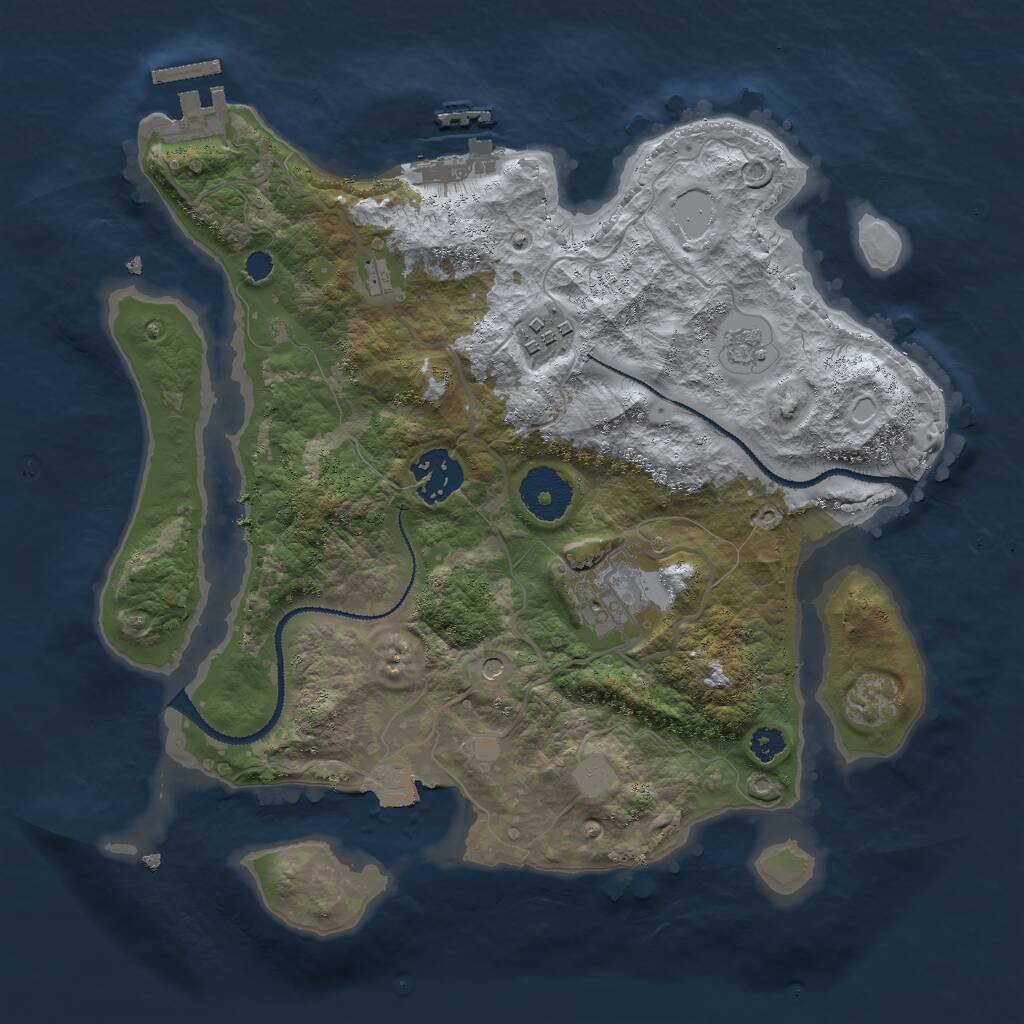 Rust Map: Procedural Map, Size: 3000, Seed: 125441, 8 Monuments