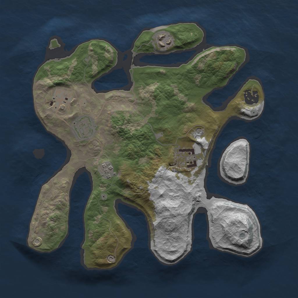 Rust Map: Barren, Size: 2900, Seed: 88881, 9 Monuments