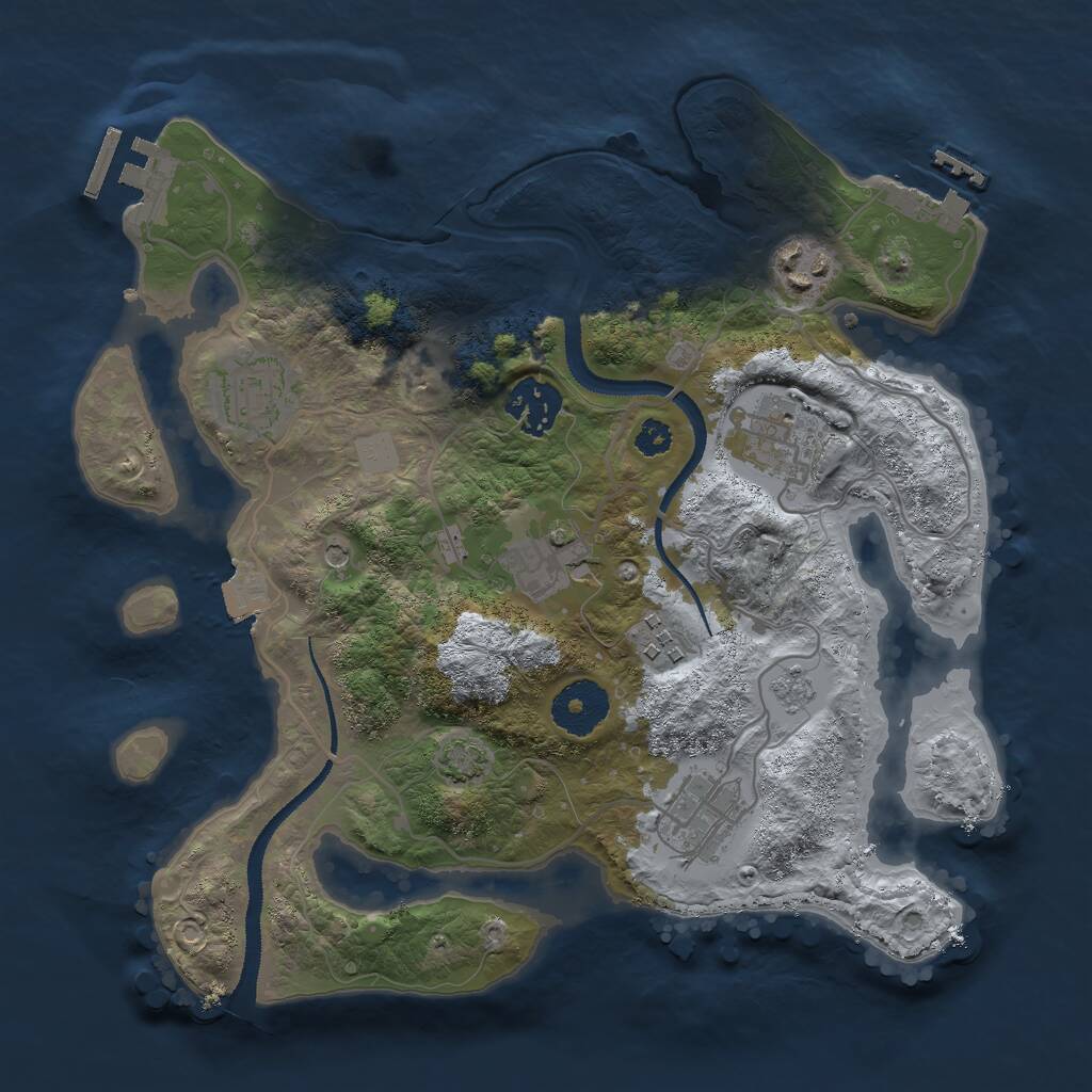 Rust Map: Procedural Map, Size: 3001, Seed: 3500, 13 Monuments