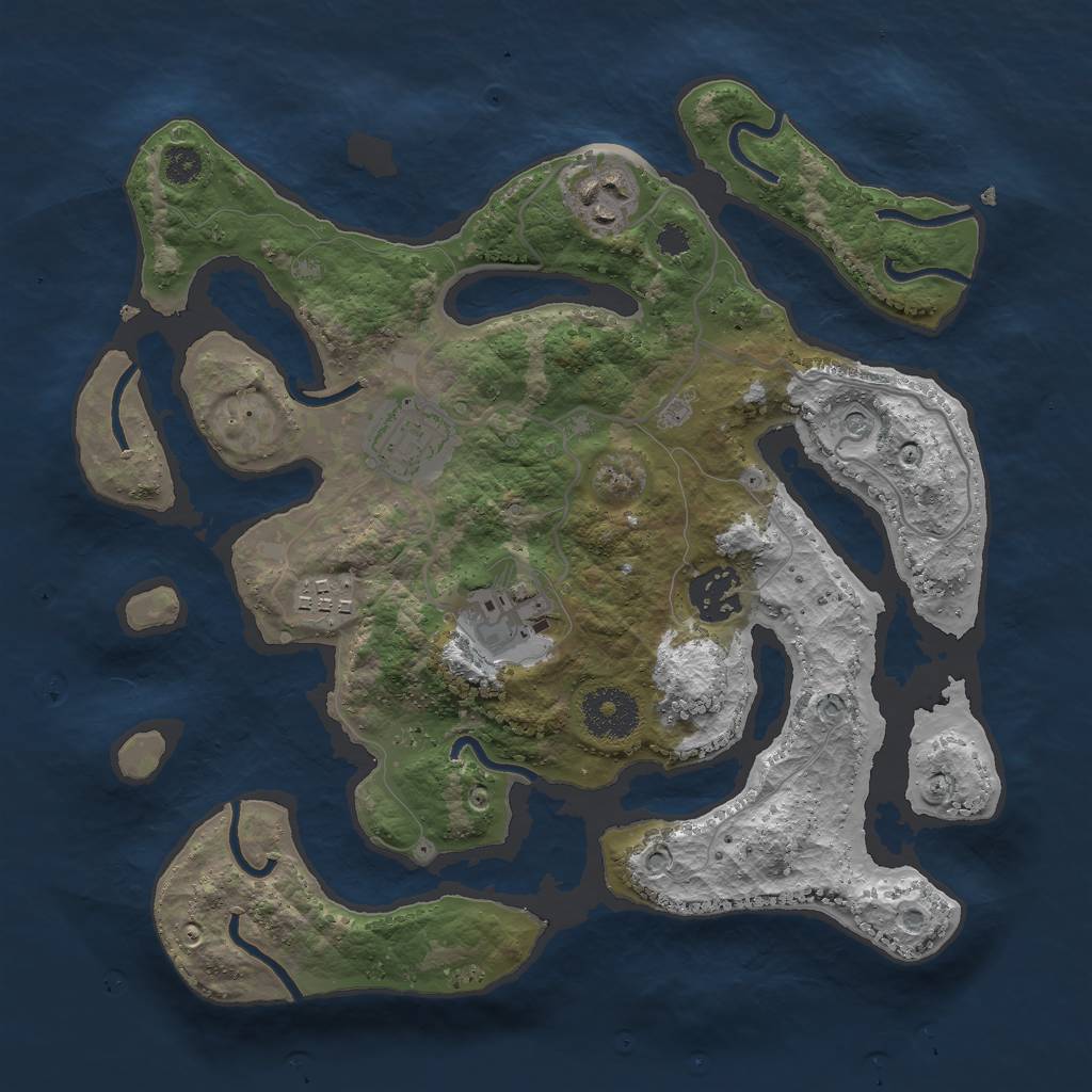 Rust Map: Procedural Map, Size: 3001, Seed: 3500, 8 Monuments