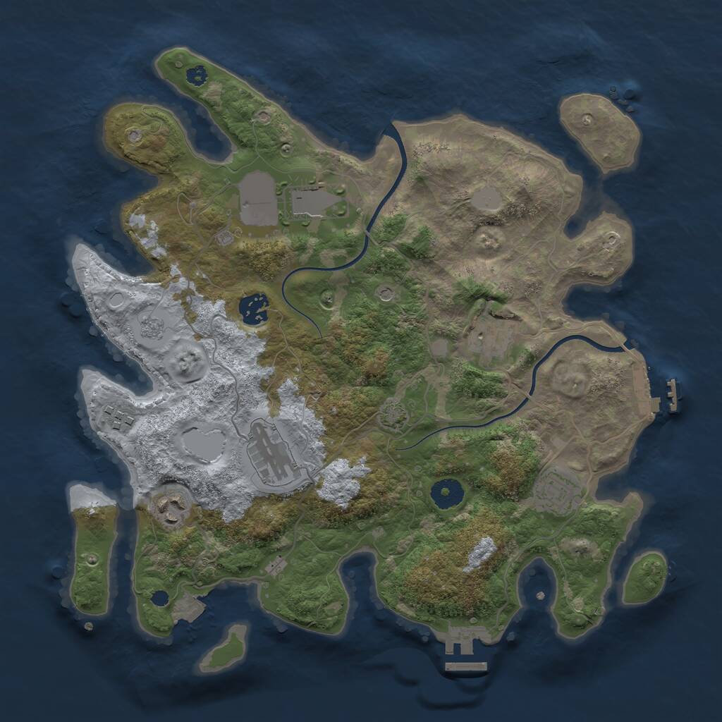 Rust Map: Procedural Map, Size: 3500, Seed: 542314, 13 Monuments