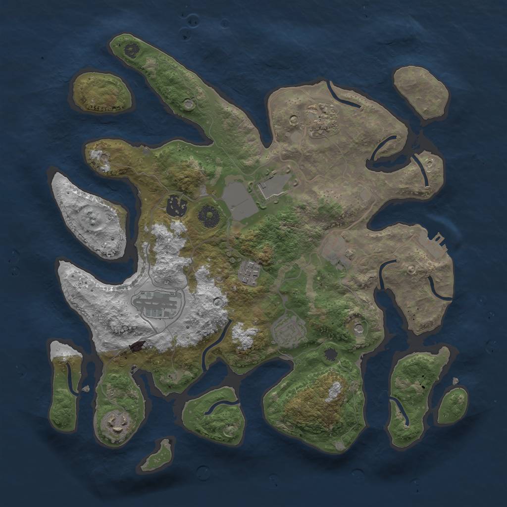 Rust Map: Procedural Map, Size: 3500, Seed: 542314, 12 Monuments