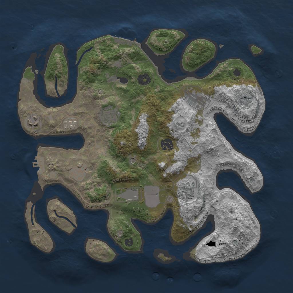 Rust Map: Procedural Map, Size: 3500, Seed: 661536600, 13 Monuments