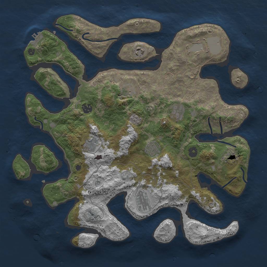 Rust Map: Procedural Map, Size: 4000, Seed: 828905, 14 Monuments