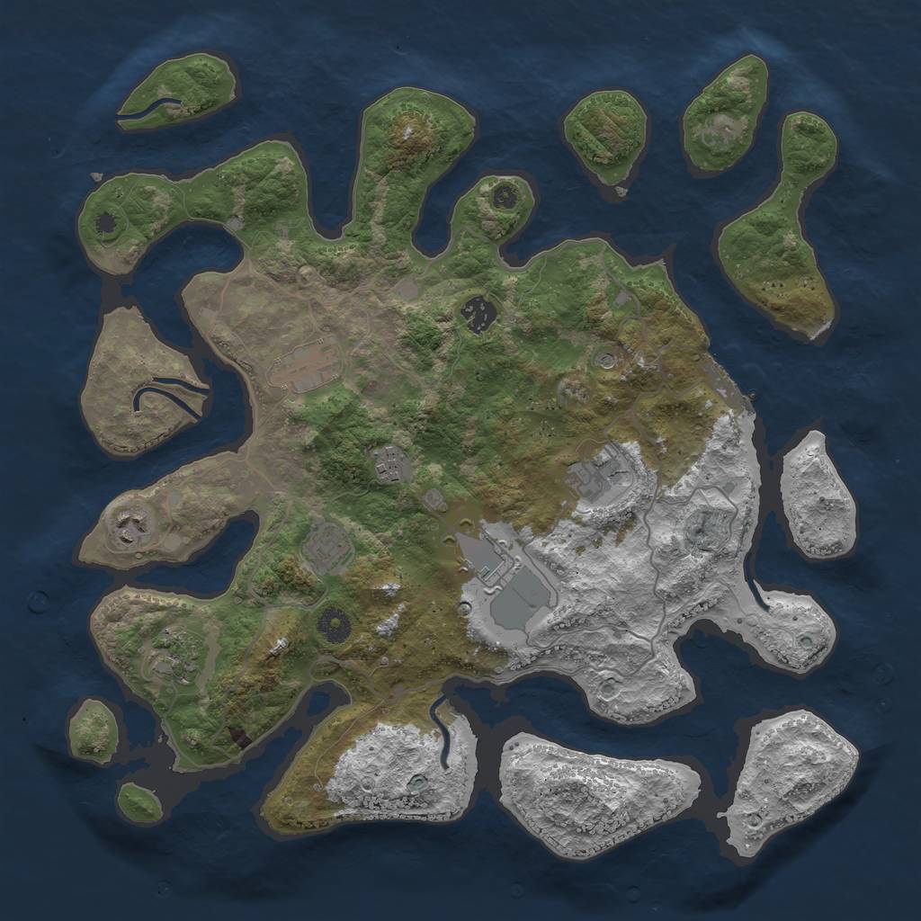 Rust Map: Procedural Map, Size: 4000, Seed: 242883, 12 Monuments