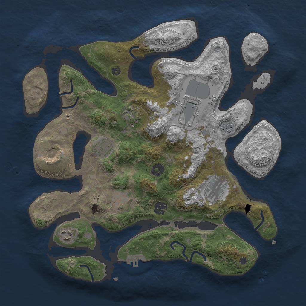 Rust Map: Procedural Map, Size: 3500, Seed: 2117836609, 12 Monuments