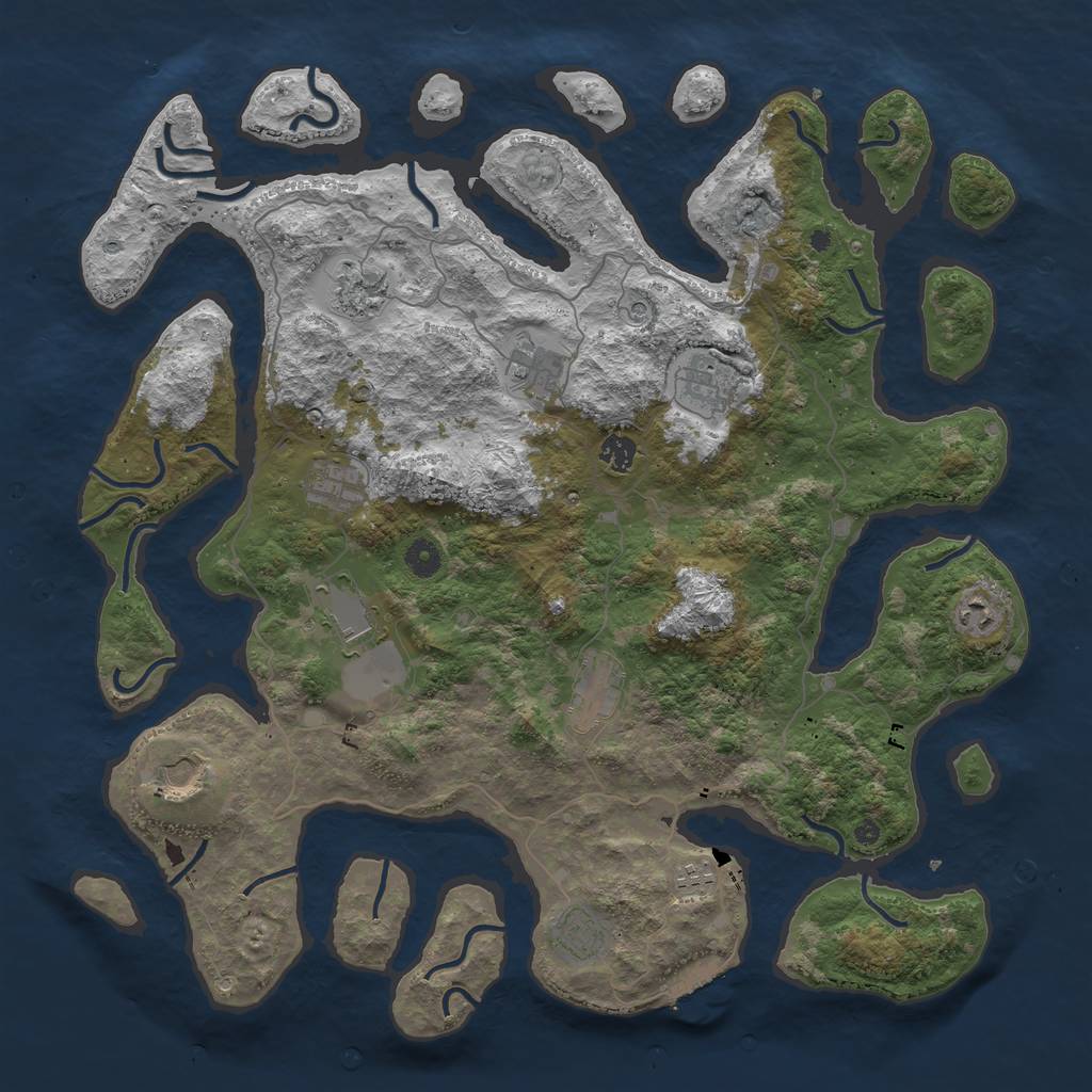 Rust Map: Procedural Map, Size: 4500, Seed: 613116, 15 Monuments