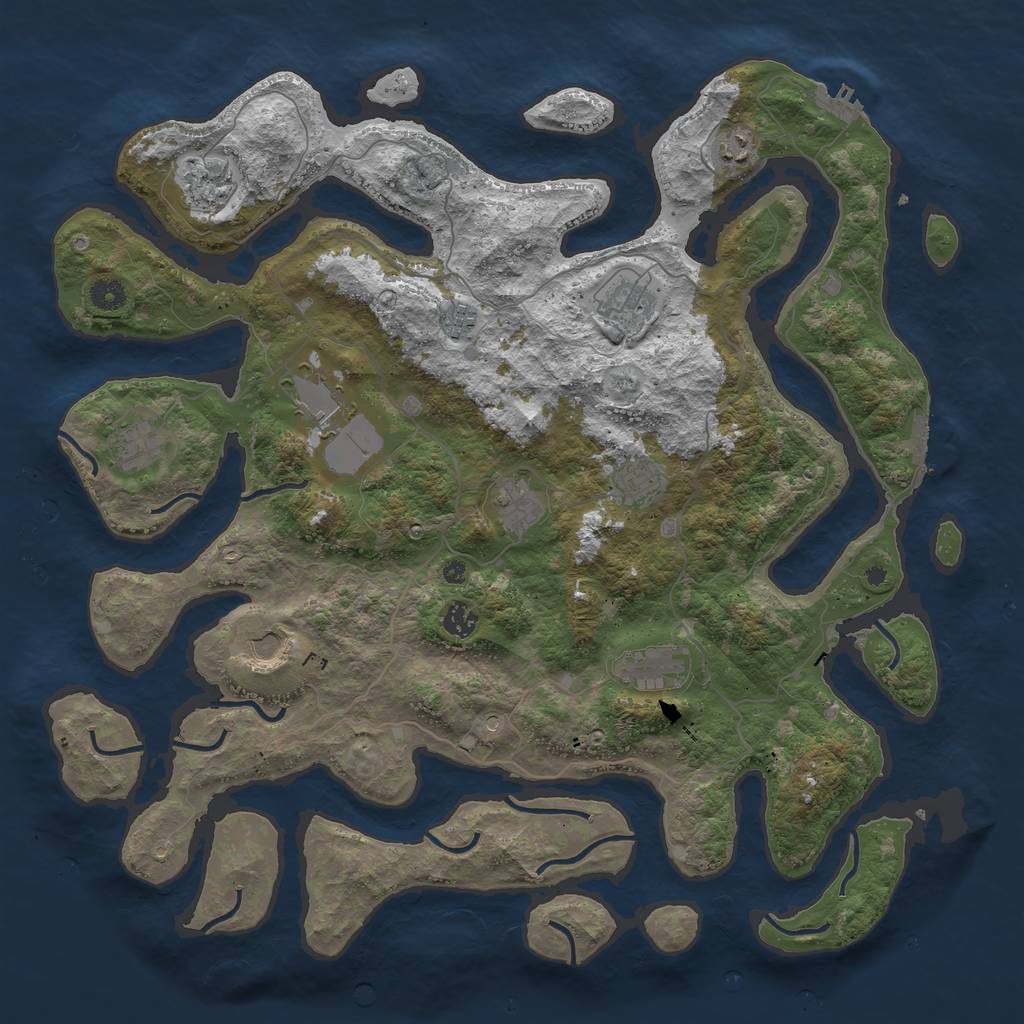 Rust Map: Procedural Map, Size: 4500, Seed: 499438, 16 Monuments