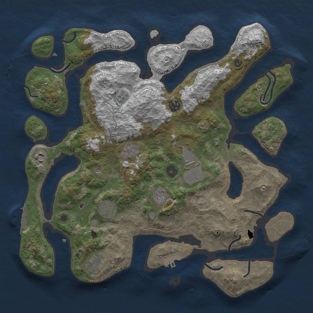 Rust Map: Procedural Map, Size: 4000, Seed: 45743, 13 Monuments