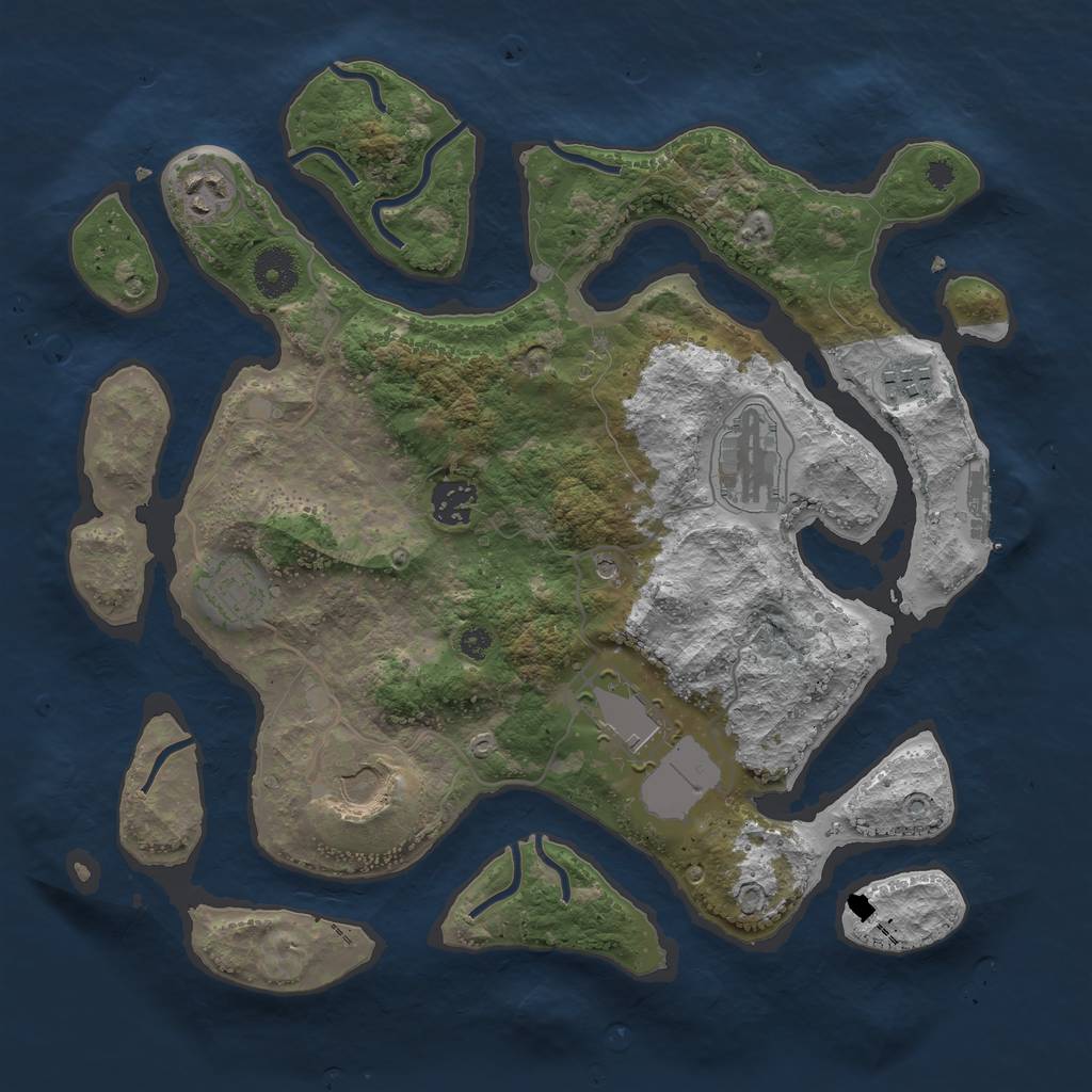 Rust Map: Procedural Map, Size: 3500, Seed: 693, 11 Monuments