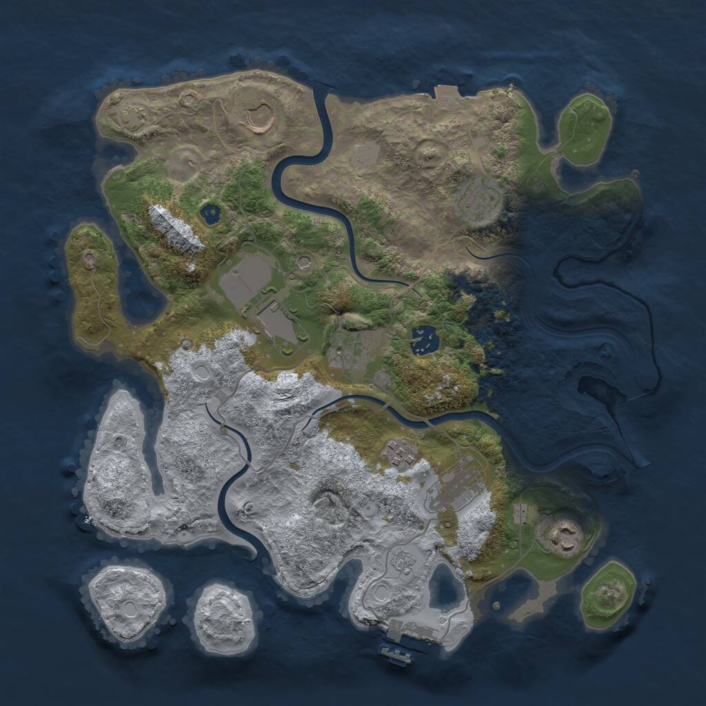 Rust Map: Procedural Map, Size: 3500, Seed: 641972, 13 Monuments