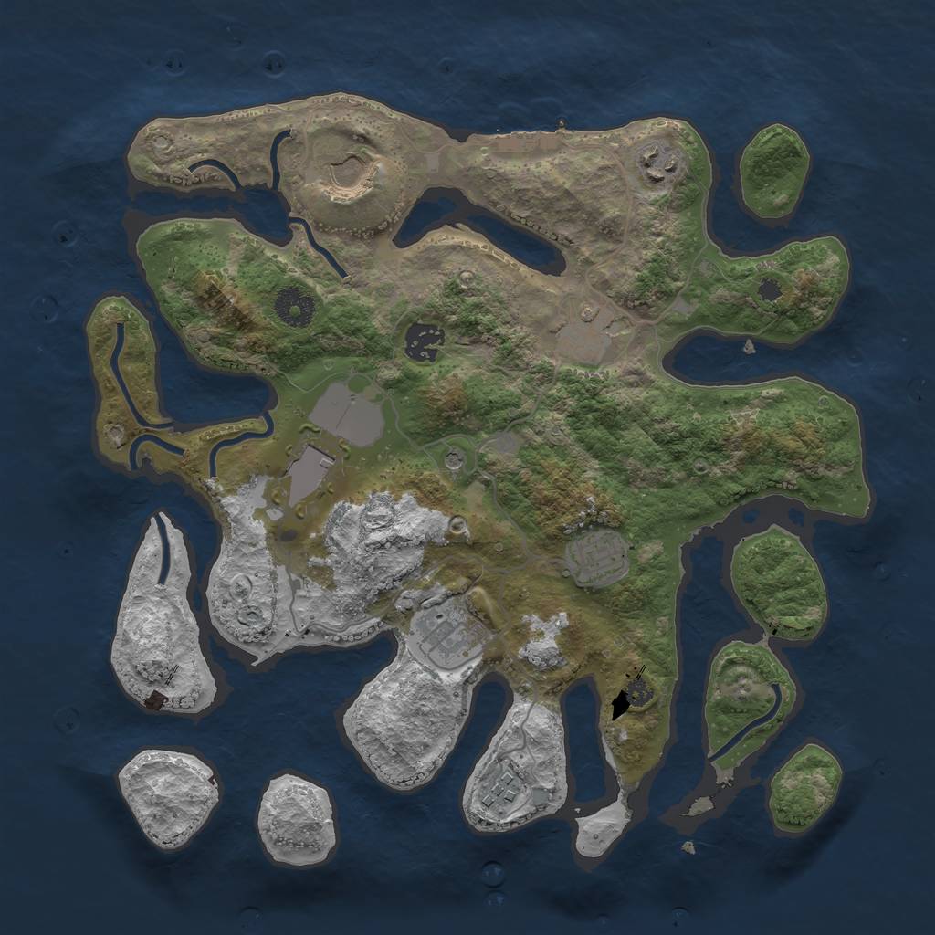 Rust Map: Procedural Map, Size: 3500, Seed: 641972, 12 Monuments