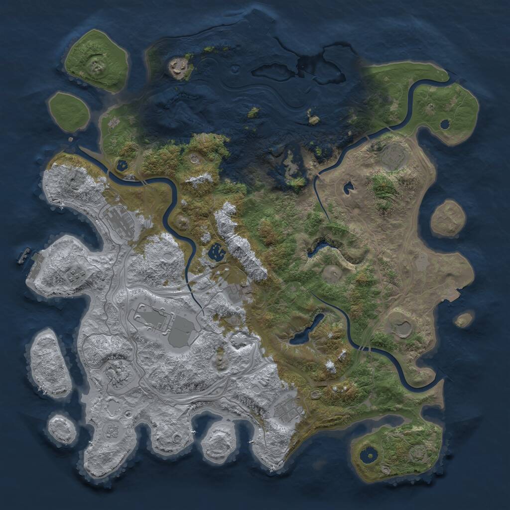 Rust Map: Procedural Map, Size: 4500, Seed: 435100, 17 Monuments