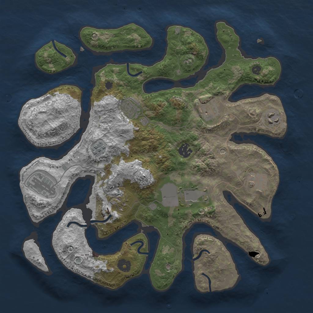 Rust Map: Procedural Map, Size: 3500, Seed: 544006, 12 Monuments