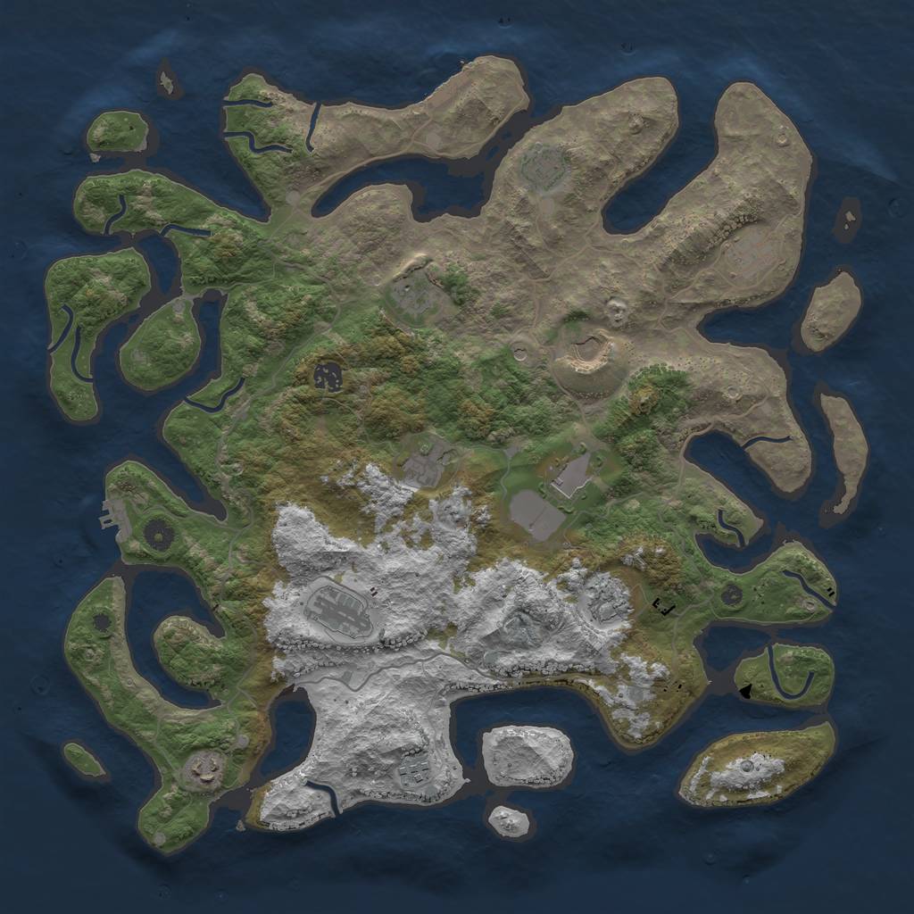 Rust Map: Procedural Map, Size: 4500, Seed: 688172118, 16 Monuments