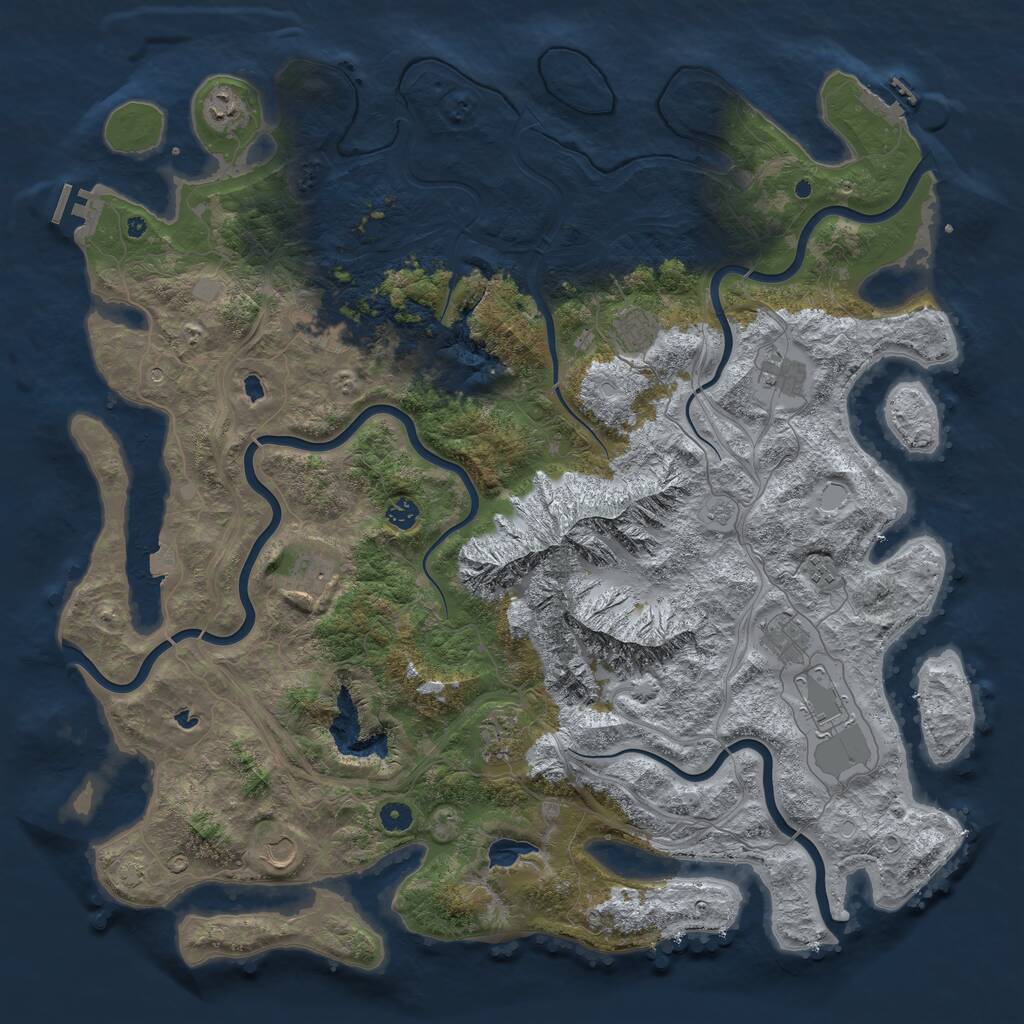 Rust Map: Procedural Map, Size: 5000, Seed: 25246367, 17 Monuments