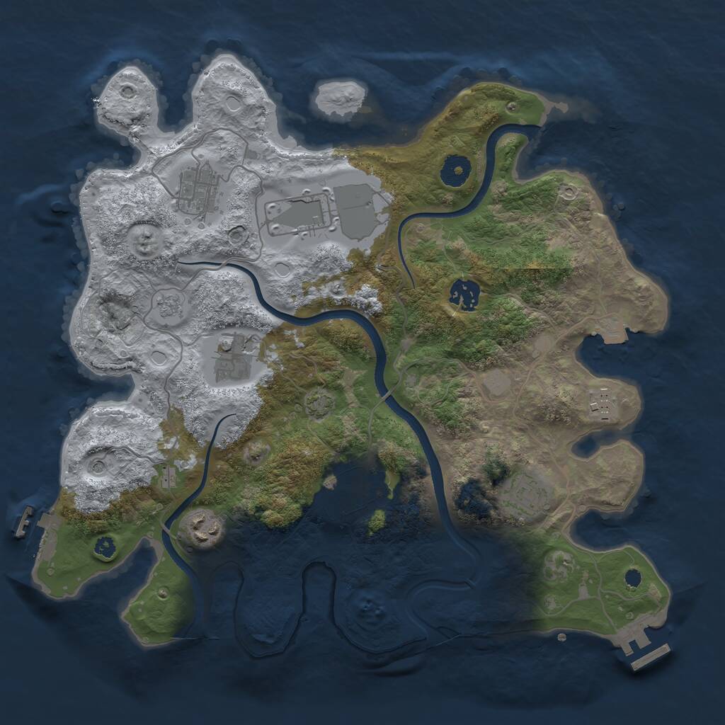 Rust Map: Procedural Map, Size: 3500, Seed: 100021590, 14 Monuments