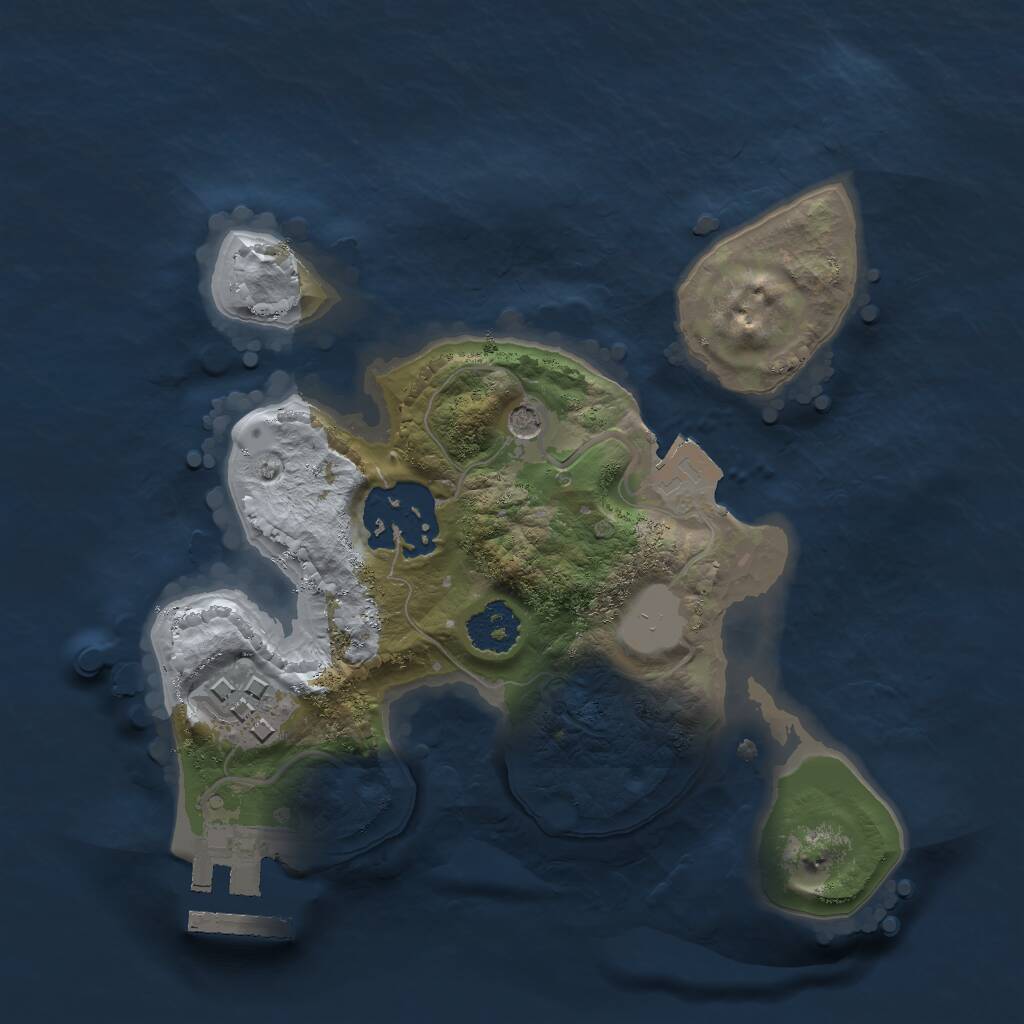 Rust Map: Procedural Map, Size: 2000, Seed: 3466557, 5 Monuments