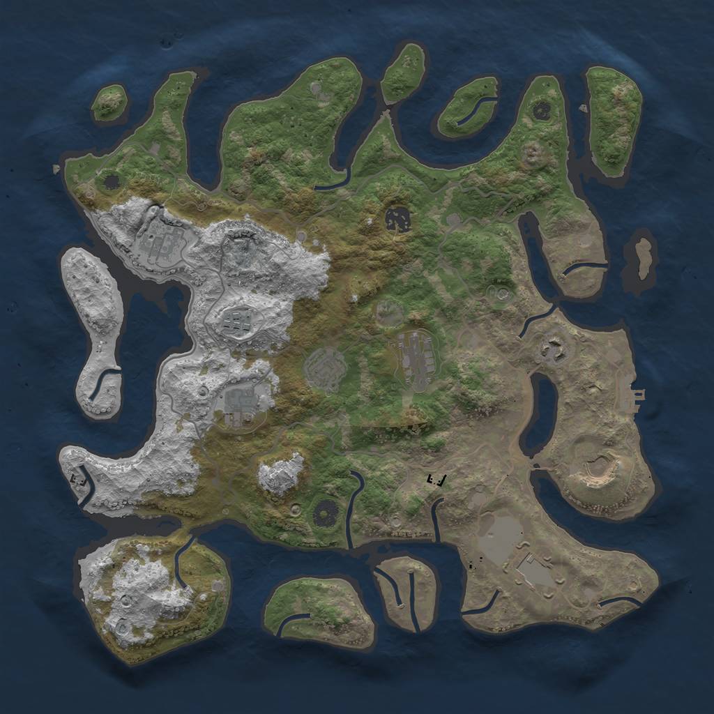 Rust Map: Procedural Map, Size: 4000, Seed: 164, 13 Monuments