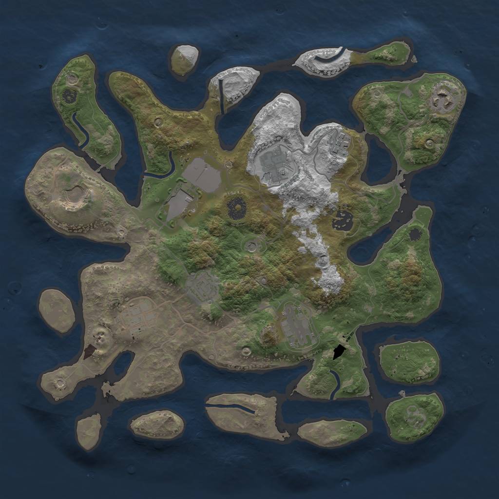 Rust Map: Procedural Map, Size: 3500, Seed: 155121, 12 Monuments