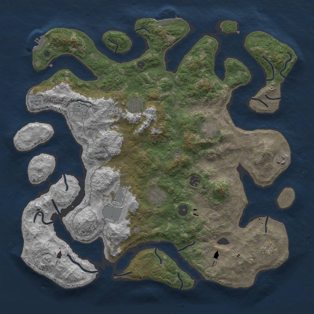 Rust Map: Procedural Map, Size: 4500, Seed: 607093, 14 Monuments