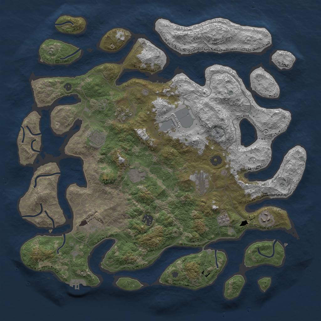 Rust Map: Procedural Map, Size: 4350, Seed: 1234567890, 13 Monuments