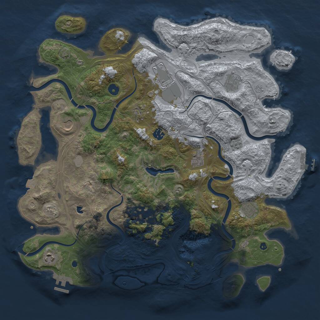 Rust Map: Procedural Map, Size: 4350, Seed: 1234567890, 16 Monuments