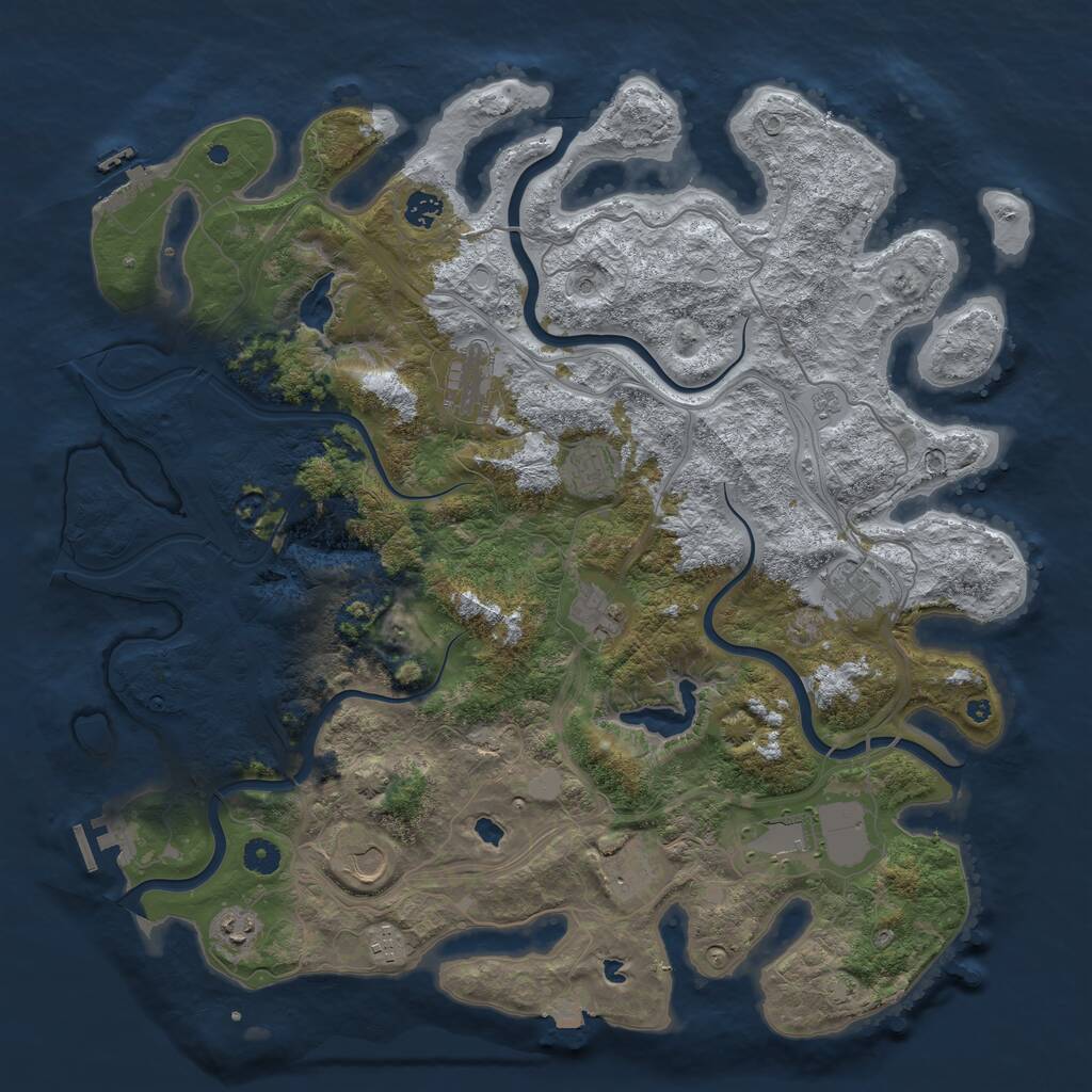 Rust Map: Procedural Map, Size: 4500, Seed: 272240, 16 Monuments
