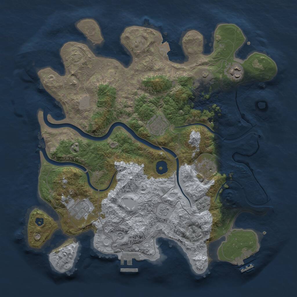Rust Map: Procedural Map, Size: 3450, Seed: 7318, 12 Monuments