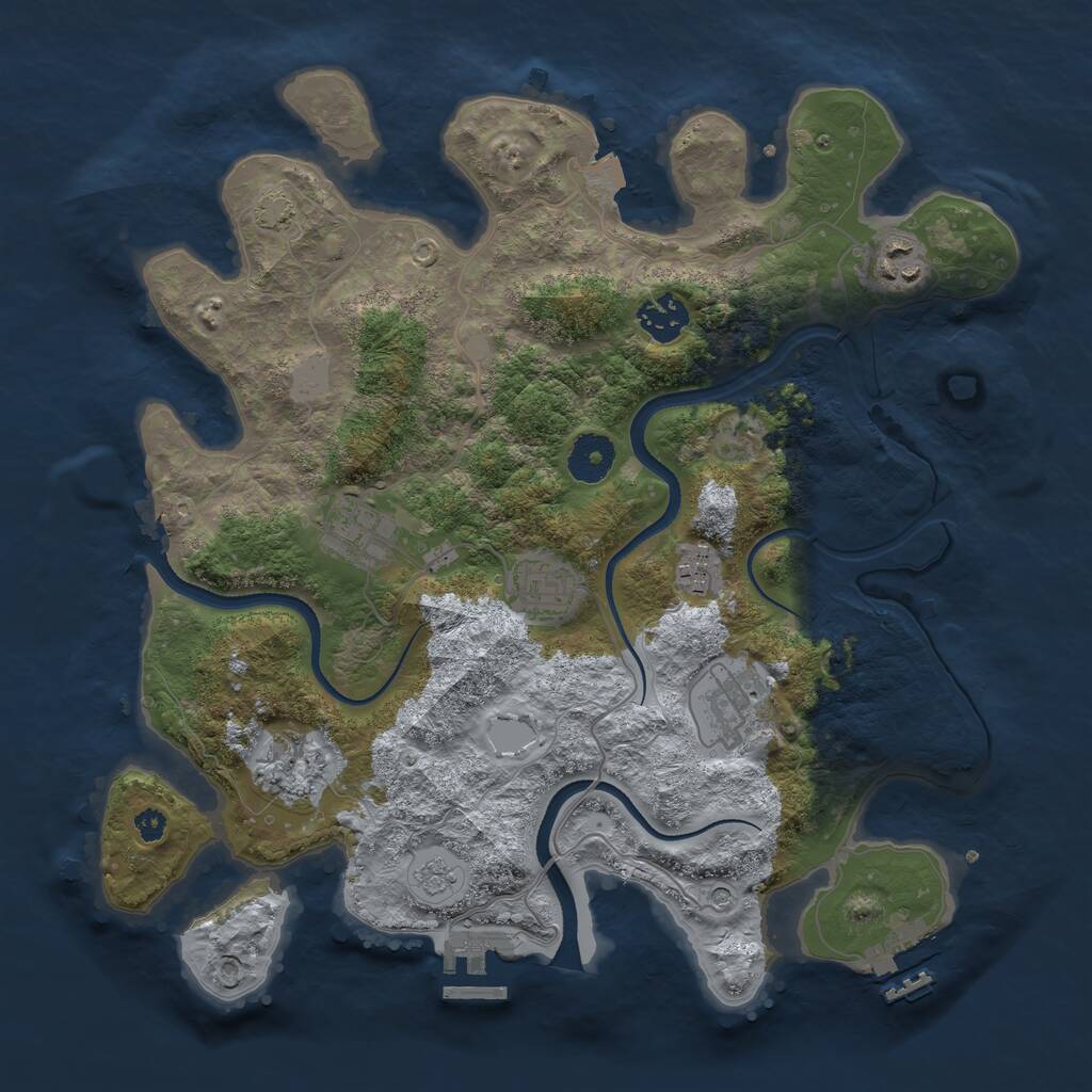 Rust Map: Procedural Map, Size: 3450, Seed: 7318, 13 Monuments