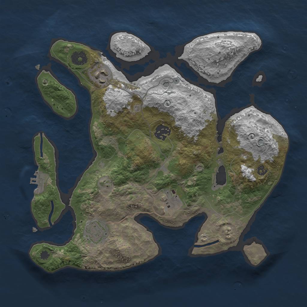 Rust Map: Procedural Map, Size: 3000, Seed: 1079384471, 8 Monuments