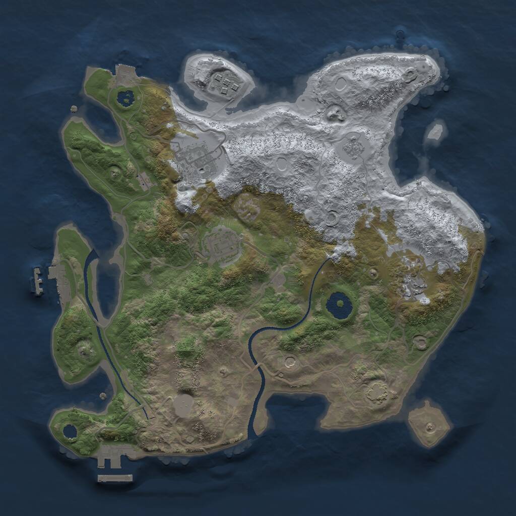 Rust Map: Procedural Map, Size: 3000, Seed: 1079384471, 10 Monuments