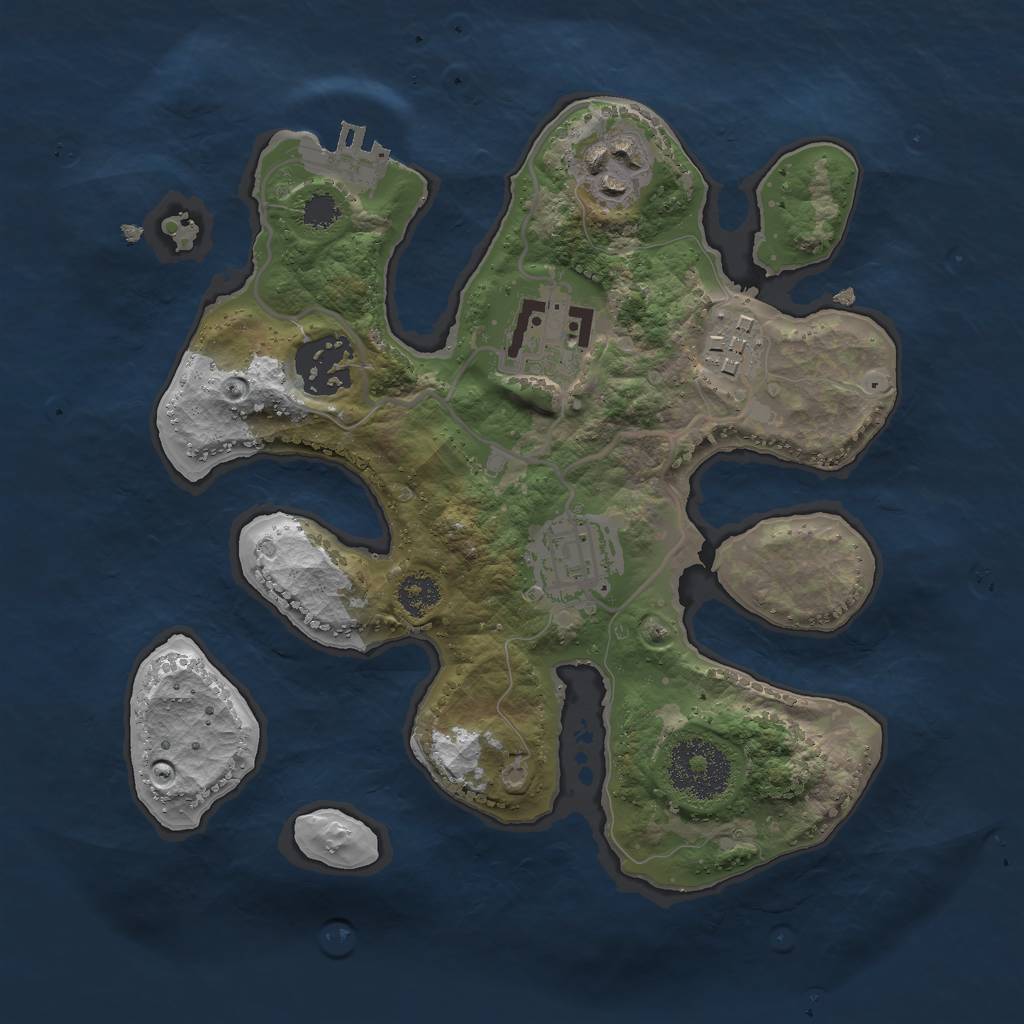 Rust Map: Procedural Map, Size: 2500, Seed: 126861588, 8 Monuments