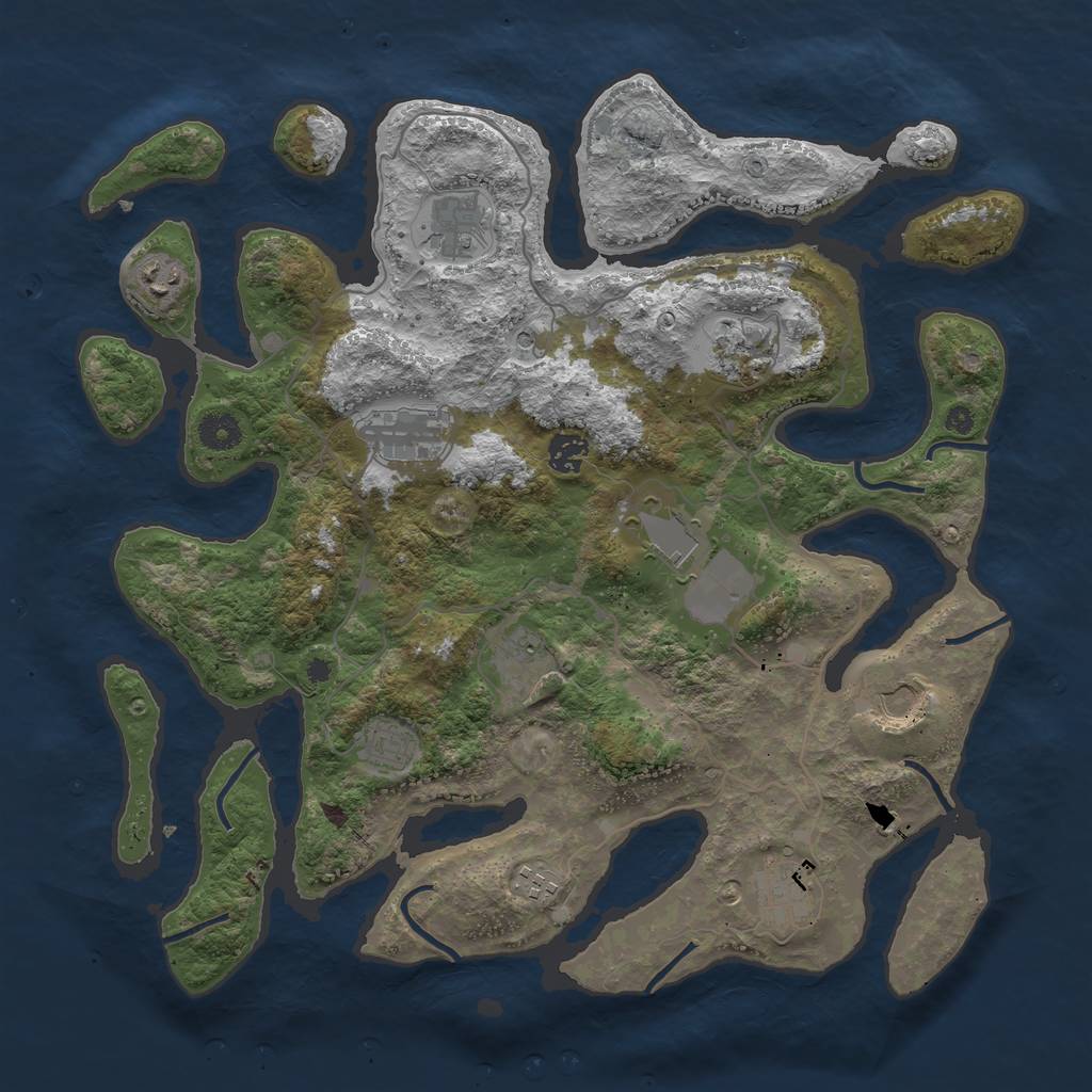 Rust Map: Procedural Map, Size: 4000, Seed: 524607838, 14 Monuments