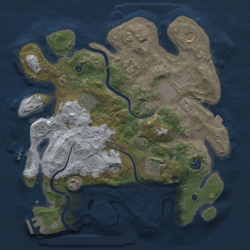 Rust Map: Procedural Map, Size: 3500, Seed: 1909434676, 14 Monuments