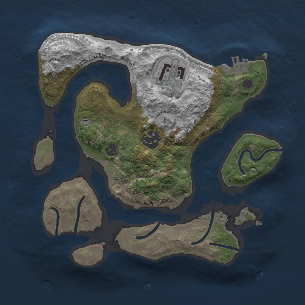 Rust Map: Procedural Map, Size: 2500, Seed: 879542, 5 Monuments