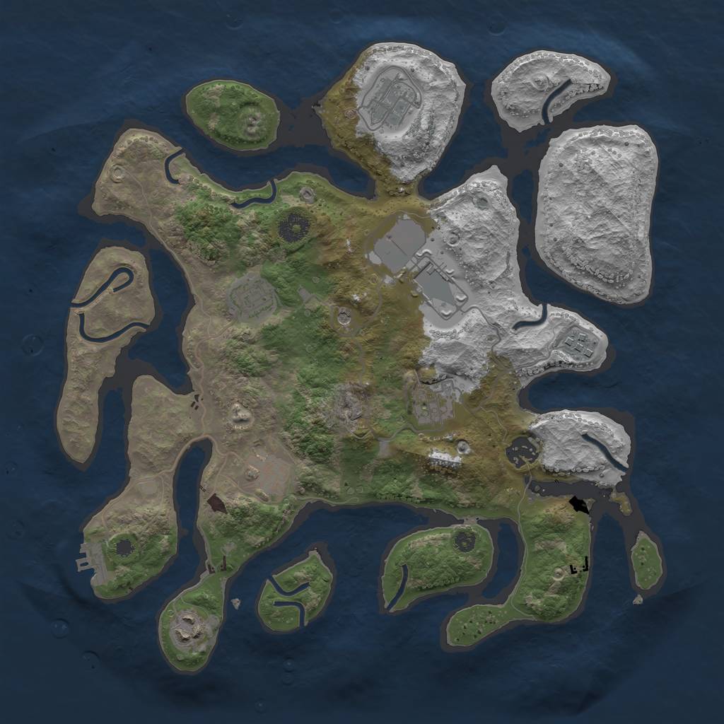 Rust Map: Procedural Map, Size: 3600, Seed: 728540, 12 Monuments