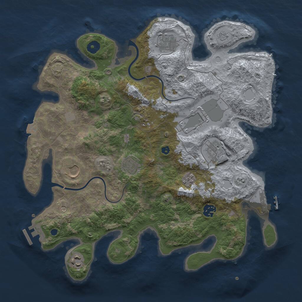 Rust Map: Procedural Map, Size: 3600, Seed: 728540, 15 Monuments