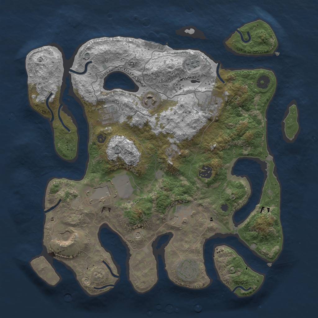 Rust Map: Procedural Map, Size: 3600, Seed: 608444, 13 Monuments