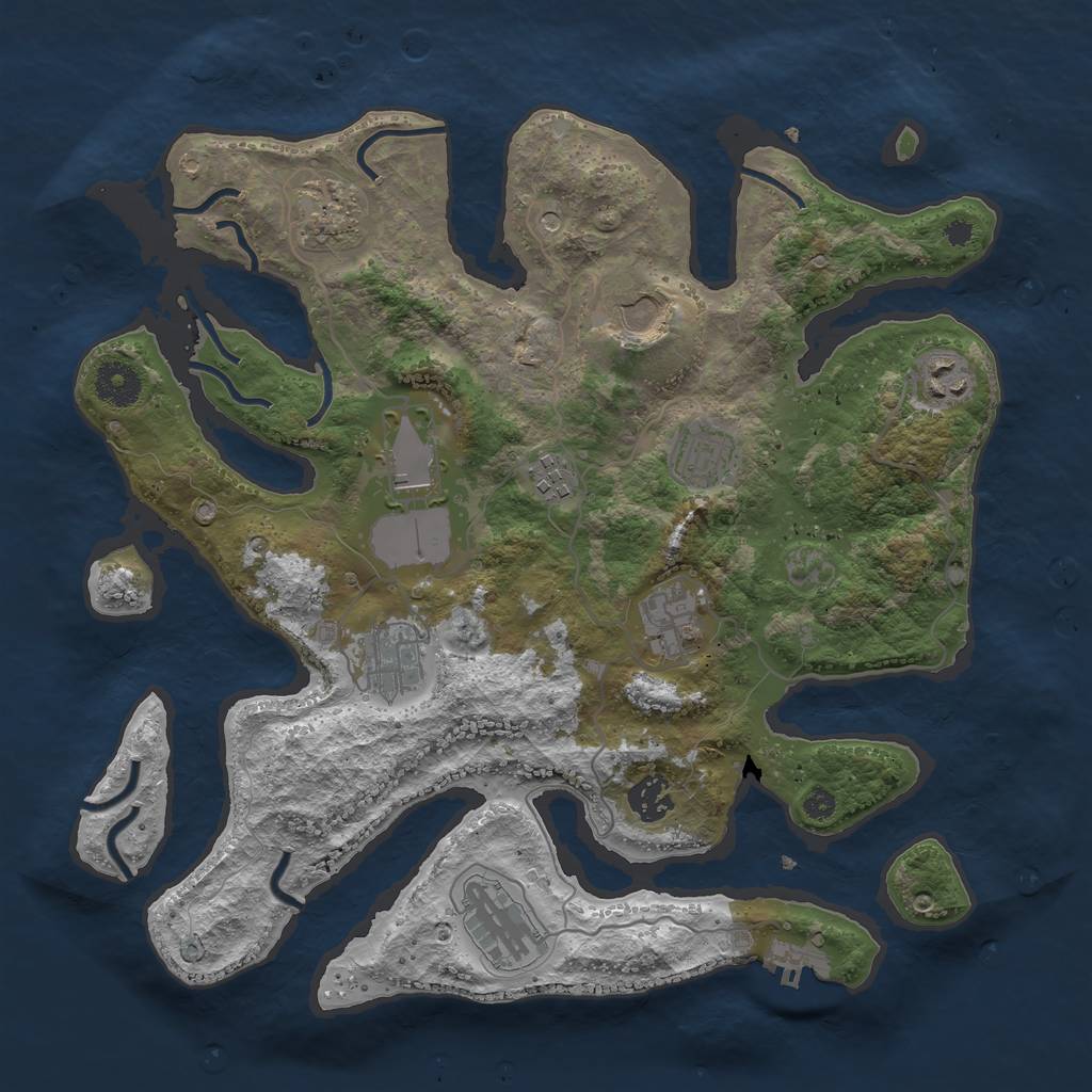 Rust Map: Procedural Map, Size: 3600, Seed: 875024, 14 Monuments