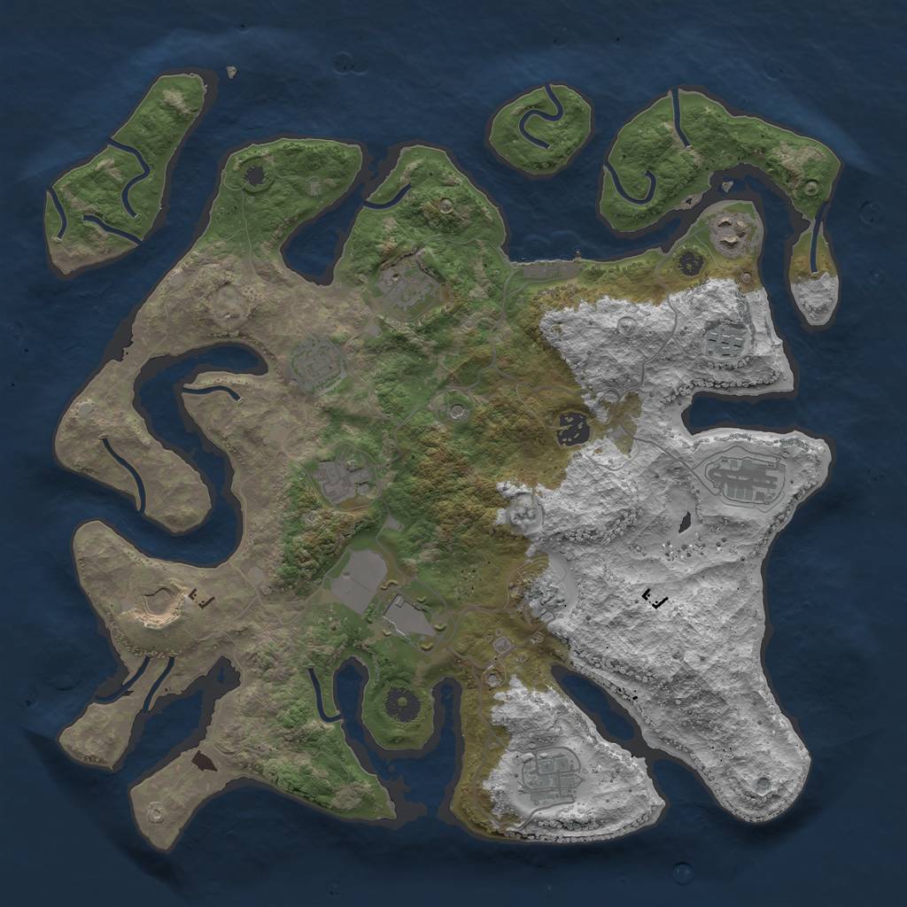 Rust Map: Procedural Map, Size: 3950, Seed: 14, 15 Monuments